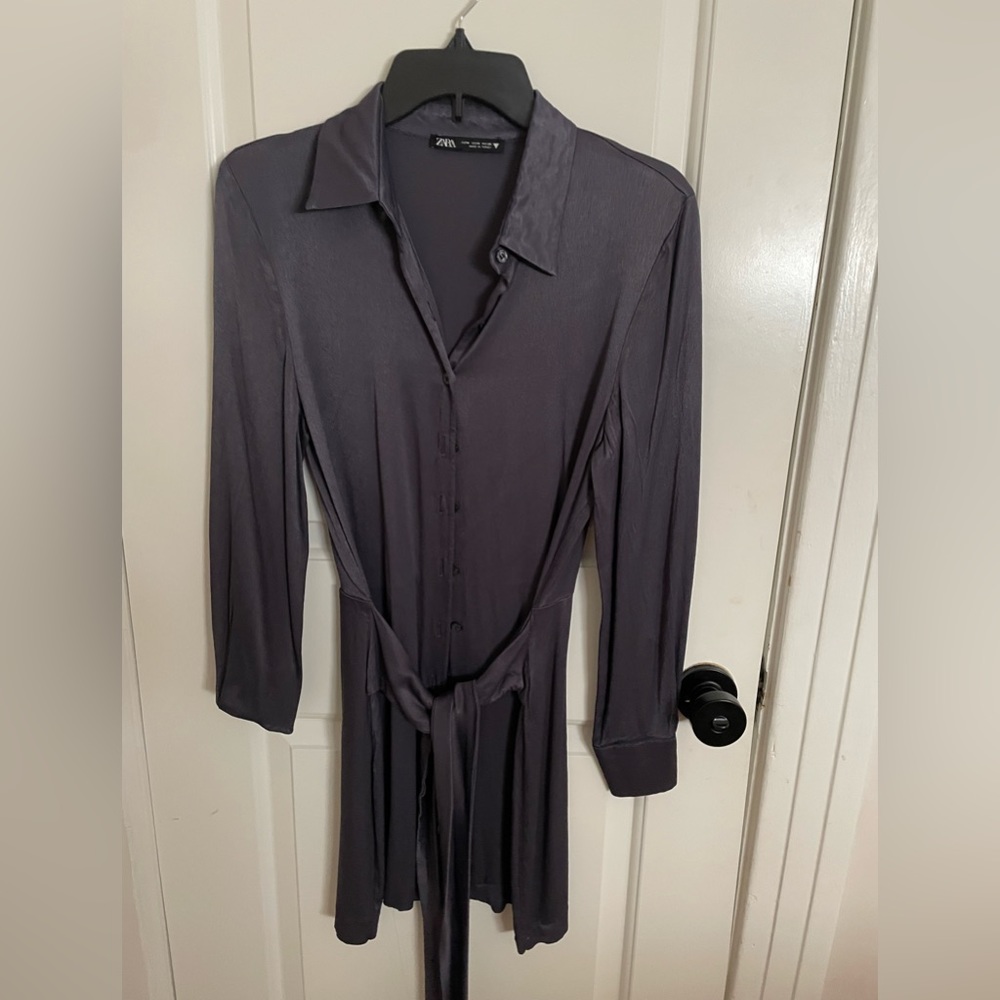 Zara grey dress with knot belt